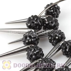 70mm Black Basketball Wives Spike Hoop Earrings Wholesale