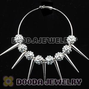 70mm Silver Basketball Wives Spike Hoop Earrings Wholesale