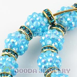 70mm Basketball Wives Blue Rhinestone Crystal Ball Hoop Earrings Wholesale