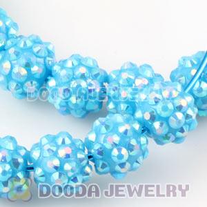 70mm Basketball Wives Blue Rhinestone Crystal Ball Hoop Earrings Wholesale