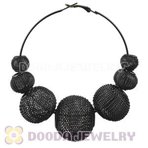 70mm Black Basketball Wives Mesh Ball Hoop Earrings Wholesale