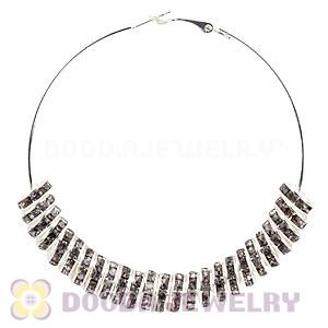 70mm Basketball Wives Black Crystal Spacer Hoop Earrings Wholesale 