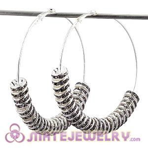 70mm Basketball Wives Hoop Earrings With Crystal Spacer Beads 