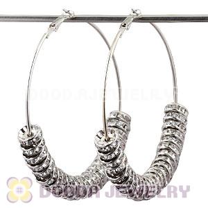 70mm Basketball Wives White Crystal Spacer Hoop Earrings Wholesale 