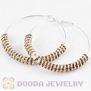 70mm Basketball Wives Crystal Spacer Hoop Earrings Wholesale 