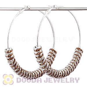 70mm Basketball Wives Crystal Spacer Hoop Earrings Wholesale 