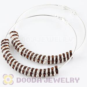 70mm Basketball Wives Crystal Spacer Hoop Earrings Wholesale 