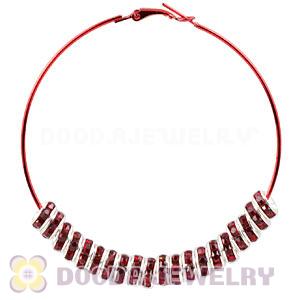70mm Basketball Wives Red Crystal Spacer Hoop Earrings Wholesale 