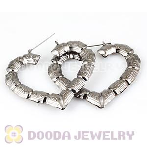 65×70mm Basketball Wives Black Heart Bamboo Hoop Earrings Wholesale 