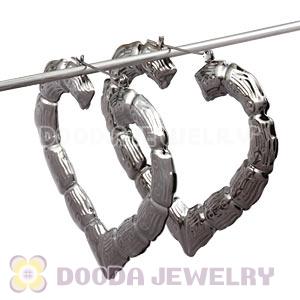 65×70mm Basketball Wives Black Heart Bamboo Hoop Earrings Wholesale 