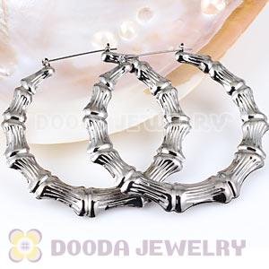 80mm Black Basketball Wives Bamboo Hoop Earrings Wholesale 