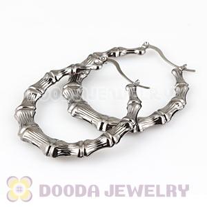 50mm Black Basketball Wives Bamboo Hoop Earrings Wholesale 