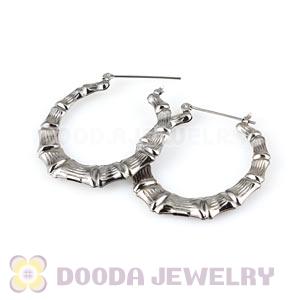 45mm Black Basketball Wives Bamboo Hoop Earrings Wholesale 