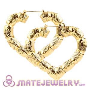 Wholesale 65*60mm Gold Basketball Wives Heart Bamboo Hoop Earrings