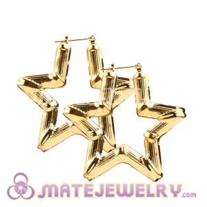 Wholesale 50*55mm Gold Basketball Wives Bamboo Pentagram Earrings 