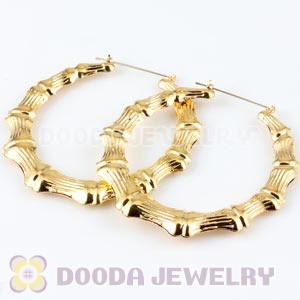 70mm Gold Basketball Wives Bamboo Hoop Earrings Wholesale 