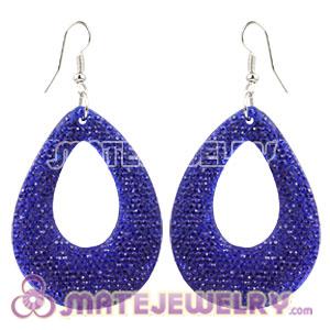 Wholesale Basketball Wives Bamboo Inspired Blue Crystal  Earrings 