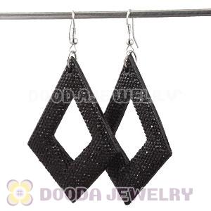 Basketball Wives Diamond Bamboo Black Crystal Hoop Earrings Wholesale 