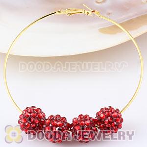 12mm Red Rhinestone Basketball Wives Resin Pave Beads Wholesale 