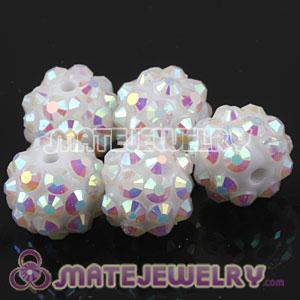 Wholesale 10mm Rhinestone Basketball Wives White Resin Pave Beads 