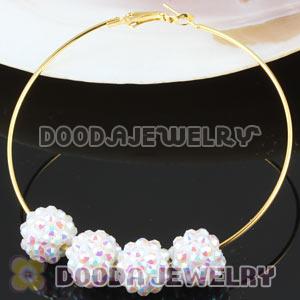12mm Rhinestone Basketball Wives White Resin Pave Beads Wholesale 