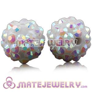 Wholesale 12mm White Rhinestone Basketball Wives Resin Pave Beads 