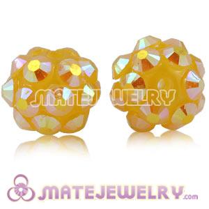 Wholesale 8mm Rhinestone Basketball Wives Yellow Resin Pave Beads 