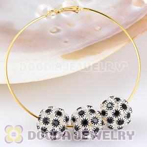 16mm Alloy Basketball Wives Black Crystal Beads Wholesale 