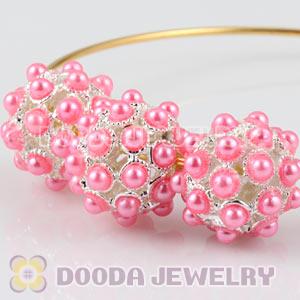 16mm Alloy Basketball Wives Beads With Pink ABS Pearl Wholesale 