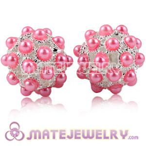 Wholesale 16mm Alloy Basketball Wives Beads With Pink ABS Pearl 