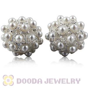 16mm Alloy Basketball Wives Beads With White ABS Pearl Wholesale 