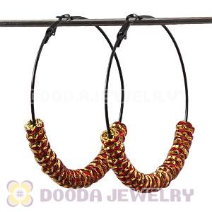 70mm Black Basketball Wives Red Crystal Spacer Hoop Earrings Wholesale 