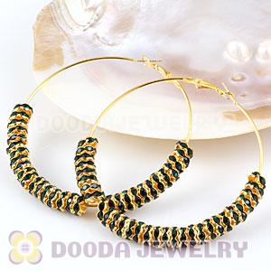 70mm Gold Basketball Wives Crystal Spacer Hoop Earrings Wholesale 