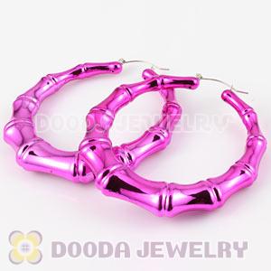 Wholesale 80mm Peach Basketball Wives Bamboo Hoop Earrings 