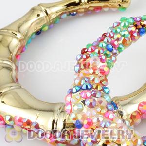 Cheap 80mm Basketball Wives Bamboo Crystal Hoop Earrings Wholesale