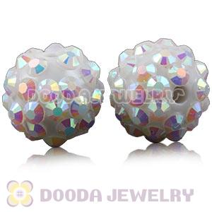 12mm Rhinestone Basketball Wives White Resin Pave Beads Wholesale 