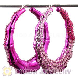 Cheap 80mm Red Basketball Wives Bamboo Crystal Hoop Earrings Wholesale