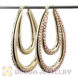 Cheap 50×70mm Gold Basketball Wives Bamboo Crystal Hoop Earrings Wholesale