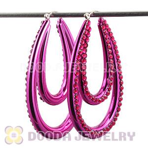 Cheap 50×70mm Red Basketball Wives Bamboo Crystal Hoop Earrings Wholesale