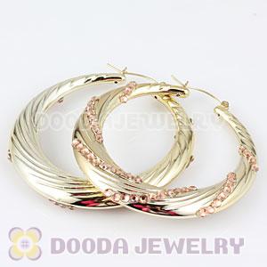 Cheap 60mm Gold Basketball Wives Bamboo Crystal Hoop Earrings Wholesale