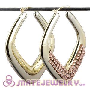 Wholesale 60*60mm Gold Basketball Wives Bamboo Crystal Hoop Earrings 
