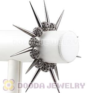 16mm Black Rhinestone Beads Basketball Wives Inspired Spike Bracelets Wholesale