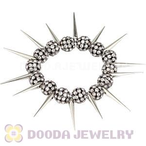 14mm Black Rhinestone Beads Basketball Wives Inspired Spike Bracelets Wholesale