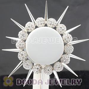 14mm White Rhinestone Beads Basketball Wives Inspired Spike Bracelets Wholesale