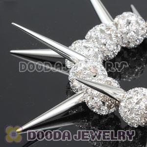 14mm White Rhinestone Beads Basketball Wives Inspired Spike Bracelets Wholesale