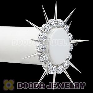 12mm Silver Resin Beads Basketball Wives Inspired Spike Bracelets Wholesale