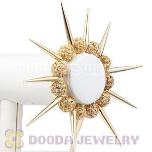 16mm Gold Rhinestone Beads Basketball Wives Inspired Spike Bracelets Wholesale