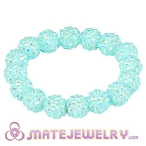 Wholesale Basketball Wives Bracelets With 12mm Cyan Resin Beads 
