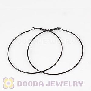 80mm Black Plated Basketball Wives Plain Hoop Earrings Wholesale