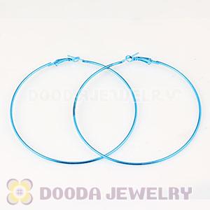 80mm Plated Blue Basketball Wives Plain Hoop Earrings Wholesale